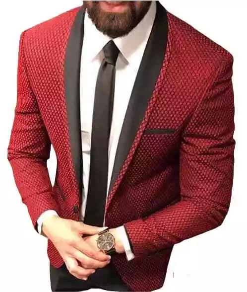 Mens Red Suit Tuxedo 2 Piece Slim Fit Suit Evening Party Wear Dinner Coat  Pants