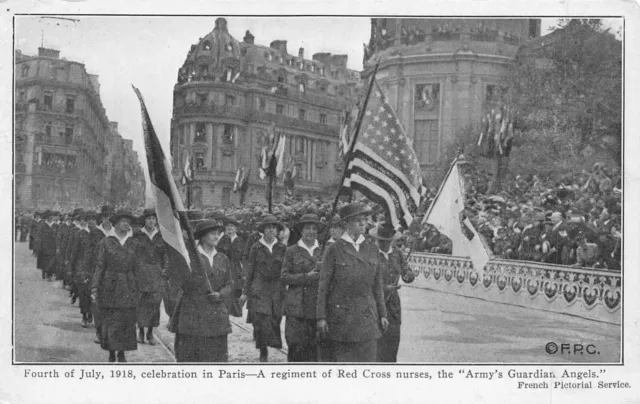 Cpa Guerre 1918 Celebration In Paris A Regiment Of Red Cross Nurses The Army's
