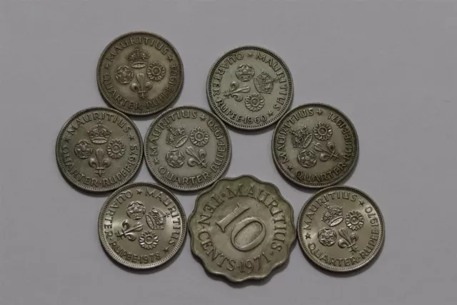 🧭 🇲🇺 Mauritius 1/4 Rupee + 10 Cents Old Coins Lot B63 #10 Ggg45