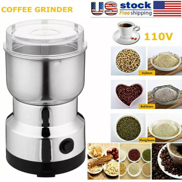 Portable Electric Coffee Grinder Beans Nut Grind Spice Crusher Mill Blender Cafe