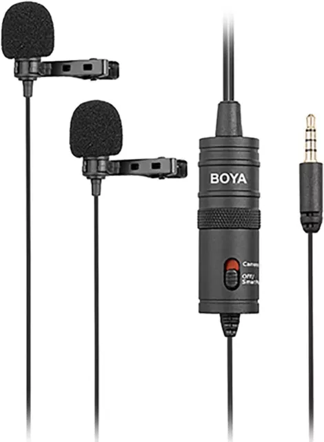 BOYA BY-M1DM Dual Lavalier Universal Microphone For Smartphones DSLR Cameras