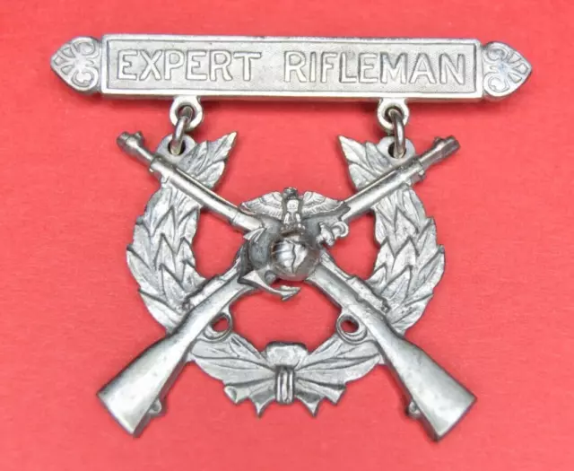 1930'S/WW2 U.S MARINE Corps Rifle Expert Badge Rifleman Pin Sterling ...