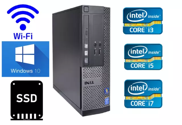 Dell OptiPlex SFF Computer Core i3 i5 i7 16GB RAM 2TB HDD/SSD Windows 10 PC WiFi