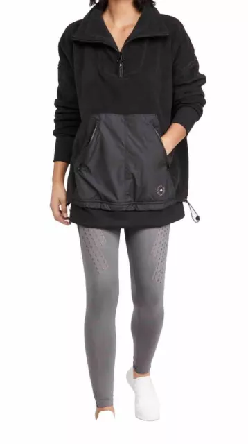 Stella McCartney Adidas Oversized Longline Fleece Sweatshirt Black Medium