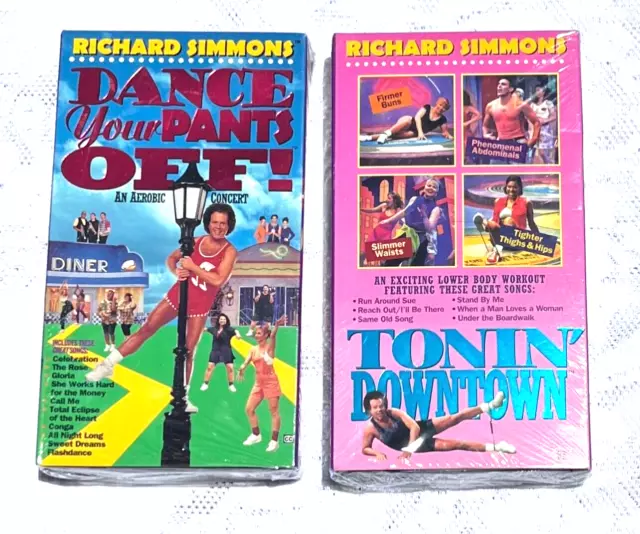 2 RICHARD SIMMONS VHS Exercise Tapes Dance Your Pants Off & Tonin ...