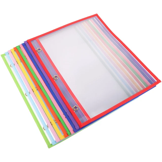 10pcs Clear Sheet Protectors Dry Erase Pockets Sleeves