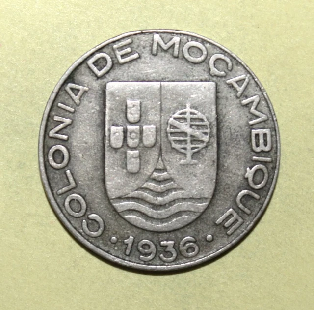 A9 - Mozambique 1 Escudo 1936 Very Fine + Coin - KEY DATE - Portugal