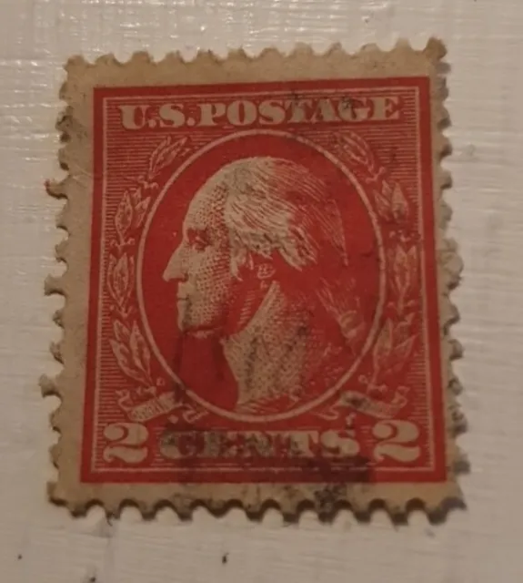 US Stamp, 1910 375 2c George Washington Red Stamp With Postage Mark