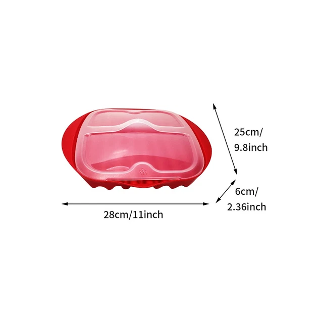 3pcs Microwave Bacon Cooker Meat With Lid Food Grade Breakfast Home No Spatter