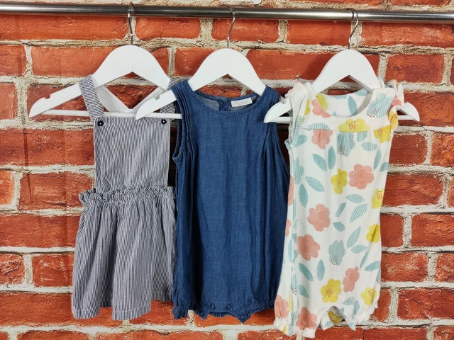 Baby Girls Bundle Age 3-6 Months Next M&S Summer Romper Dress Pinafore Set 68Cm