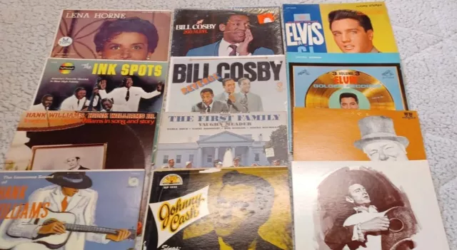 Lot 12 Albums Elvis Presley Lena Horne Ink Spot Johnny Cash WC Fields Bill Cosby