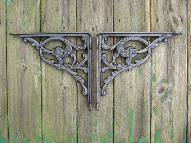 Toilet Cistern Cast Iron Brackets  'The Water Serpent' -Pair Victorian Style