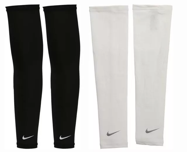 Nike DRI-FIT Lightweight Running Sleeves Ärmel Sonnenschutz Armstulpen BLACK/WHI