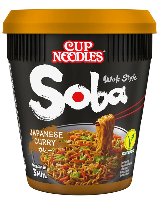 Pasta istantanea Nissin Cup spaghetti Soba giapponese curry wok 7 x 90 g NUOVO MHD 11/23