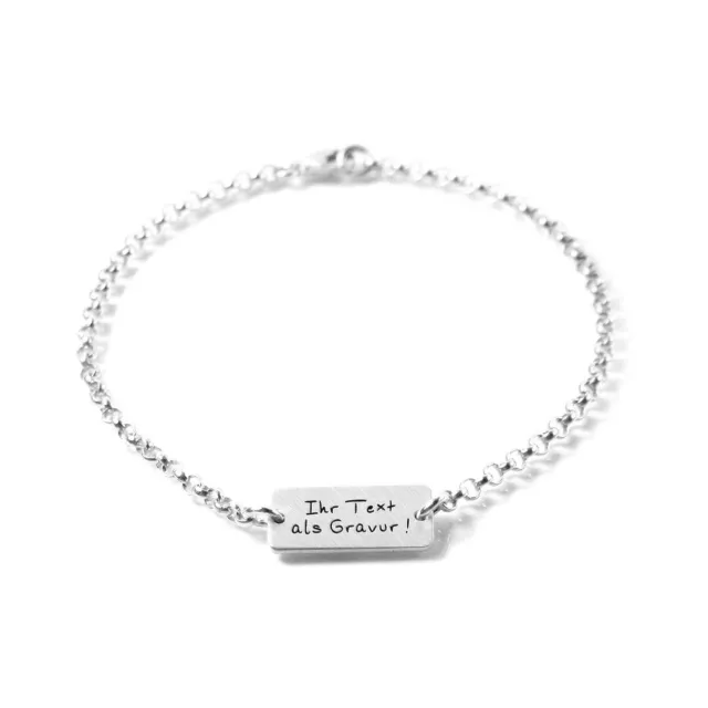 Armband mit Gravur 925 Silber Rechteck Name Datum Damen Stern Herz Kreuz PSA6KE5