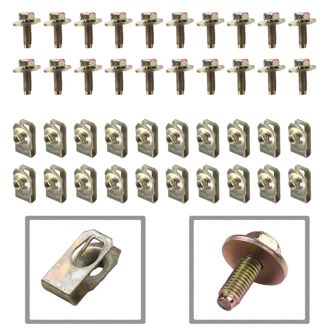 10 Sets Écrous En U + Vis Fixation Couvercle Moteur - Compatible Audi VW 8K0805121 8K0805922A