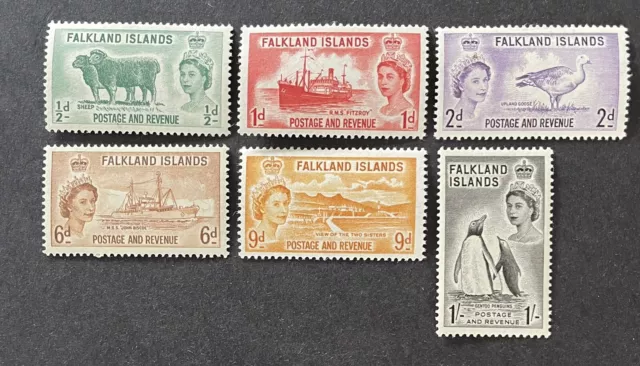 Falkland Islands 1955-57. Set Of Six Stamps 1/2d To 1s (MH)