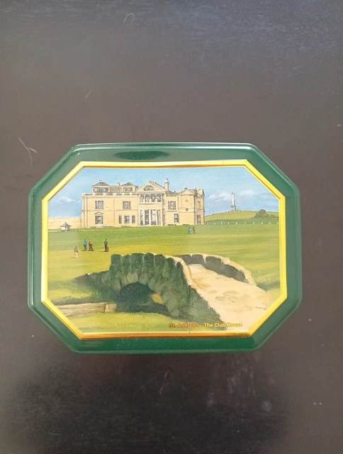 VINTAGE BENTLEY’S TEA Tin Container & Lid England Scottish Golf Course ...