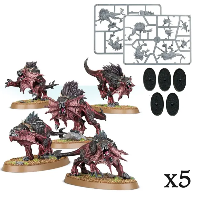 Flesh Hounds of Khorne x 5 lame Bloodbound Warhammer Sigmar prezzo disponibile £35,00