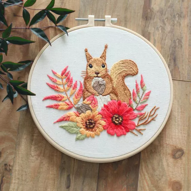 Easy Embroidery Kit with Hoop Pattern Complete Cross Stitch Threads Needles Kits