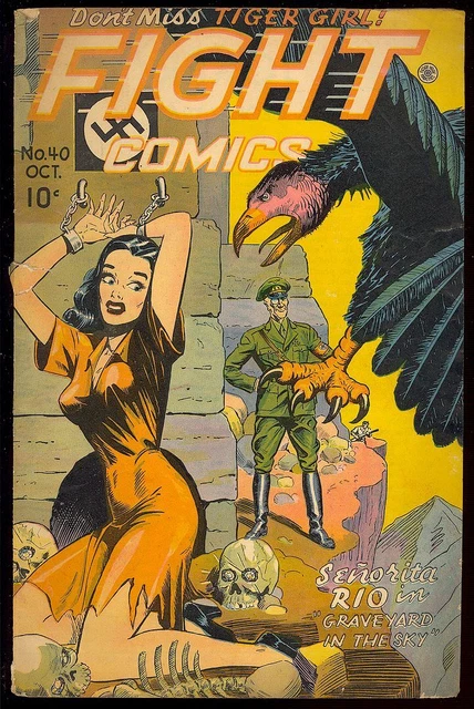 Fight Comics #40 COVERS ONLY Classic Nazi WWII Bondage Cover Good Girl 1945