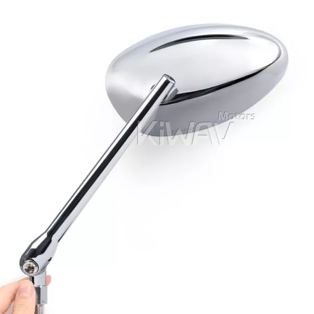 Oval II chrome motorbike mirrors convex 5/16" fits most Harley bikes & BMW R18