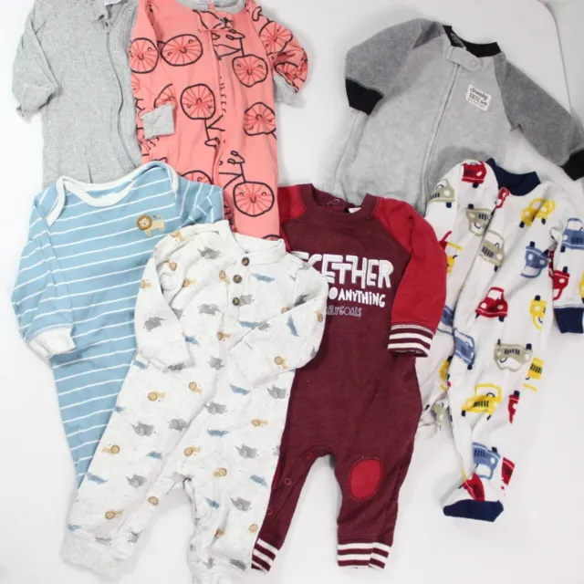 Lot of Baby Boy 0-3 M 3 M Footed Pajamas One Piece Rompers Gerber Carter;s Etc
