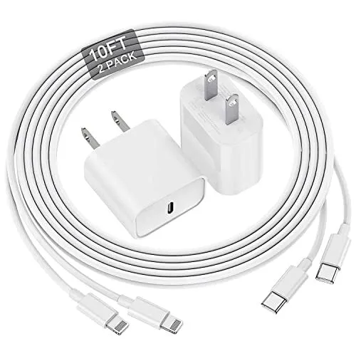 Fast Charger MFi Certified 10 FT Long USB C to Lightning Cable with 20W iPhon...