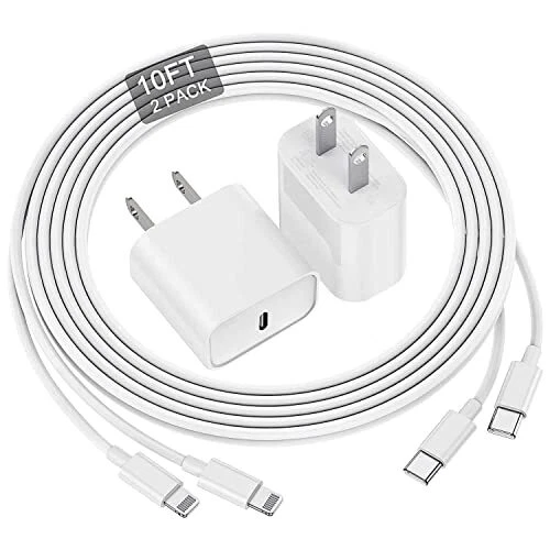 Fast Charger MFi Certified 10 FT Long USB C to Lightning Cable with 20W iPhon...