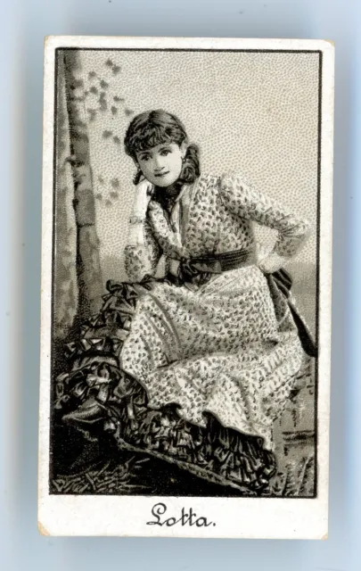 1890s Lotta Trade Card Ivory Polish Teeth Victorian  Actress Crabtree