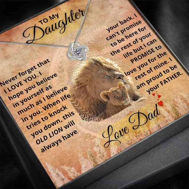 To My Daughter Necklace, Love Knot pendant Necklace, Daughter Gift from dad.