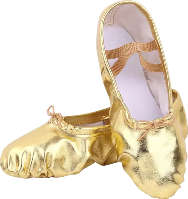 Toddler Girl & Adult  Ballet Dance Slipper Split-Sole  Gold & Silver Color
