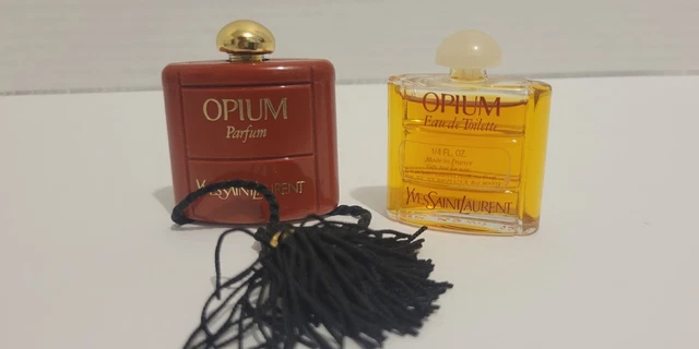 2 pc Lot Vintage OPIUM Yves Saint Laurent Eau de Toilette YSL Tassel Parfum MINI