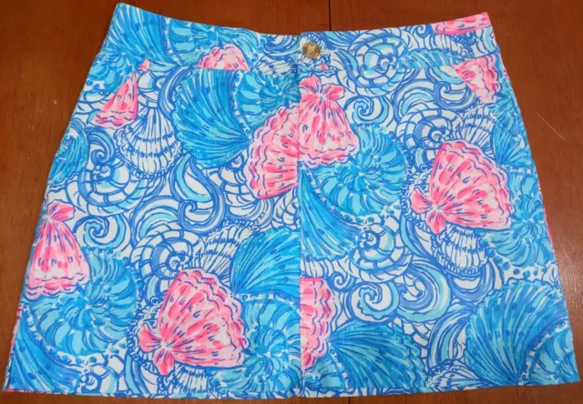 Lilly Pulitzer Skirt Size 8 Skort Pink Raising Shell Blue Haven