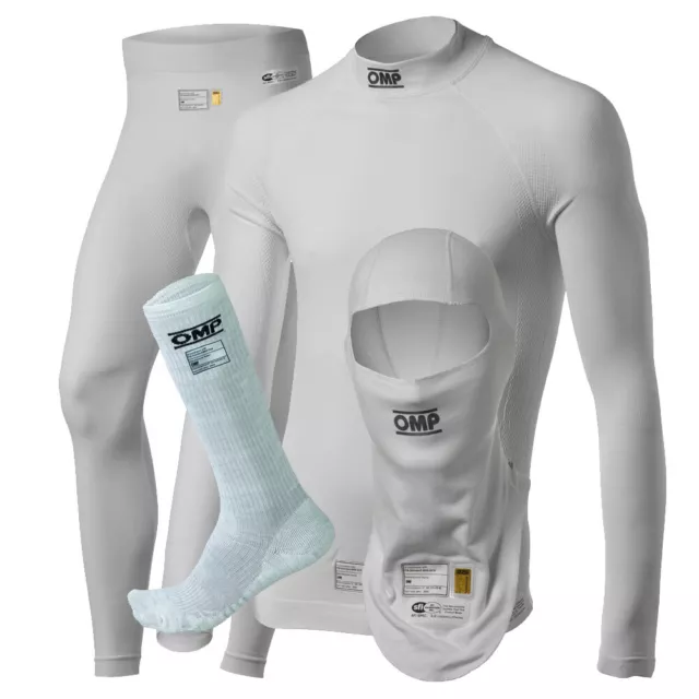 OMP ONE EVO Underwear Set Top Long Johns Balaclava Socks White FIA 8856-2018