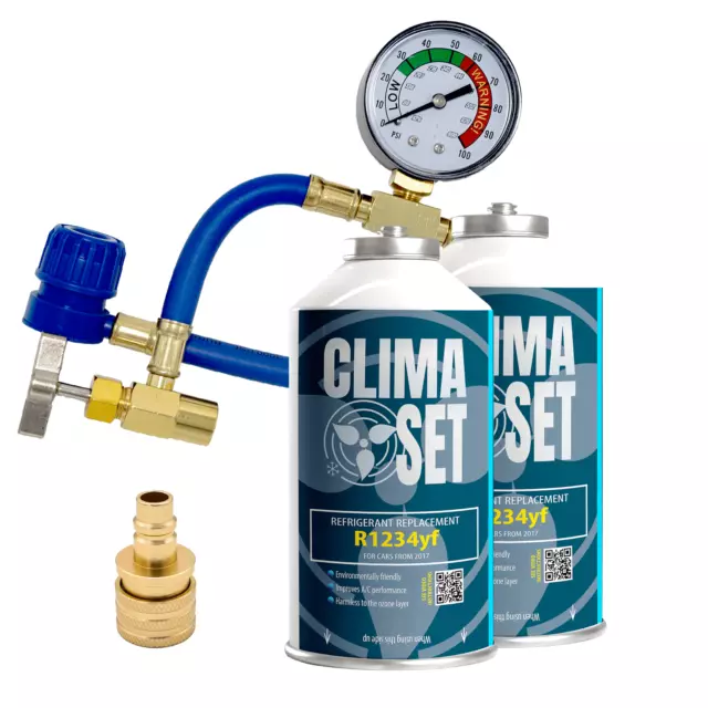 ClimaSet 2x Gaz R1234yf de remplacement pour climatisation de voiture avec tuyau