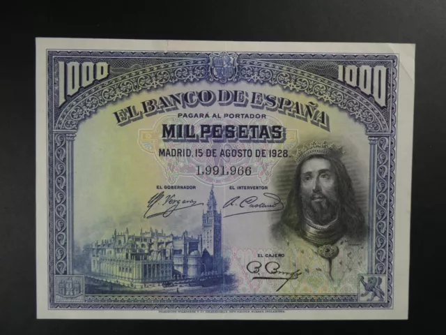 NICE 1928 SPAIN 1000 PESETAS BANKNOTE ORIGINAL aEF