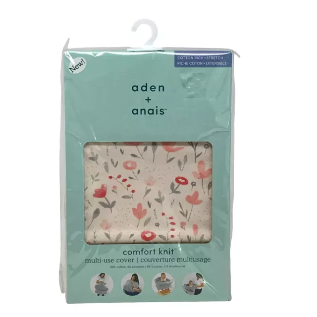 ADEN + ANAIS Pink Floral Print Multi-Use Cover Perennial Comfort Knit NEW