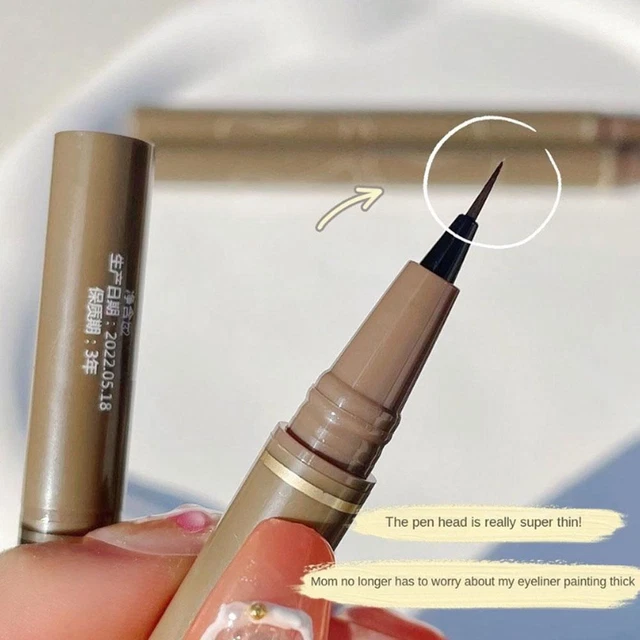 Delineador de ojos líquido delgado lápiz delineador de ojos color marrón marca de larga duración uV2 K3P4