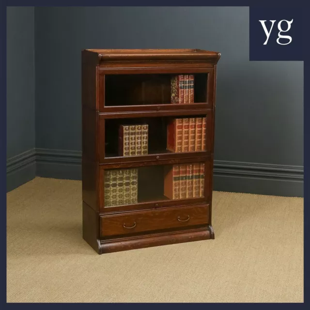 George V  Wernicke Style Oak Three Tier Glazed Section Bookcase (c. 1920)