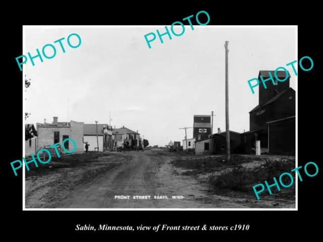 OLD LARGE HISTORIC PHOTO OF SABIN MINNESOTA THE MAIN STREET & STORES c1910