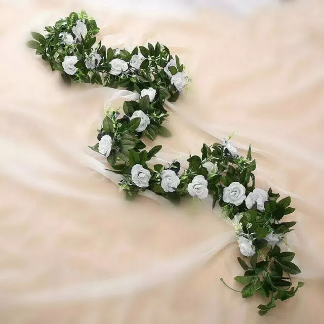 2.5m Artificial Flower Silk Rose Leaf Garland Vine Ivy Home Wedding Garden Décor