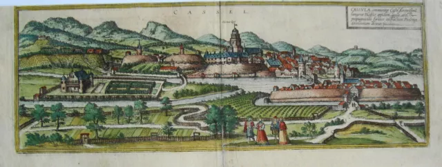 Kassel Hessen Fulda alter altkolorierter Braun und  Hogenberg Kupferstich 1580 2