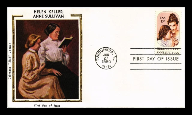 Dr Jim Stamps Us Cover Helen Keller & Annie Sullivan Fdc Colorano Silk Cachet