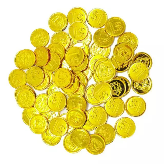 100 Gold Pirate Coins Plastic Treasure Party Loot Bag Pinata FavorHome,