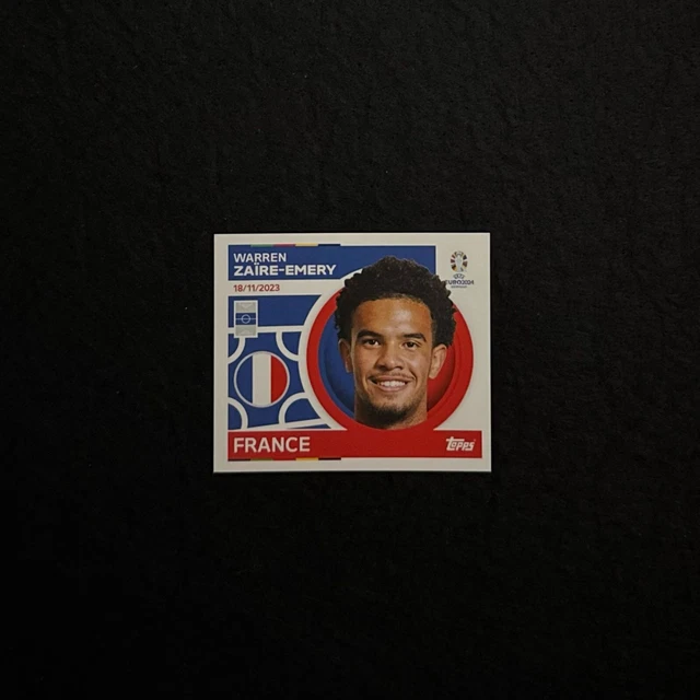 Autocollant TOPPS UEFA EURO 2024 - Warren Zaïre-Emery (France N°16) - Rookie