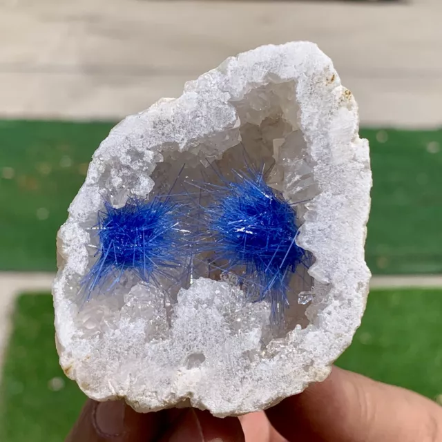 126G Rare Moroccan blue magnesite and quartz crystal coexisting specimen