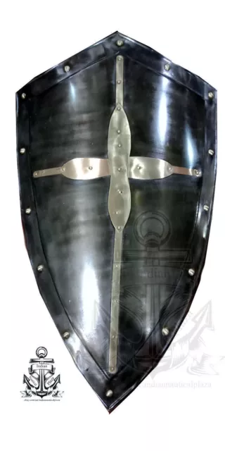 Medieval Battle Armor sca/larp Hand Forged Gothic LAYERED STEEL CROSS SHIELD
