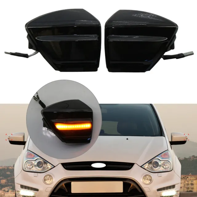 2ⅹ LED Dynamic Turn Signal Light Side Mirror Lamp For Ford S-Max C-MAX Kuga C394