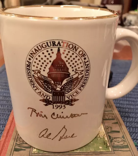 Bill Clinton & Al Gore ~ Official Inauguration Mug ~ 1993 w/ Signatures